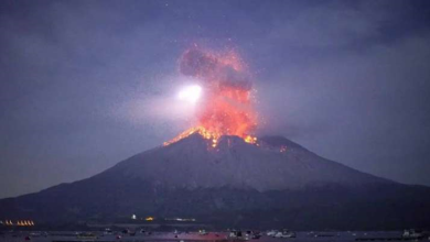 日本櫻島火山大噴發